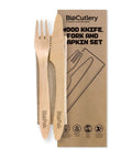 Cutlery Pack (19cm Wood Knife, Fork & Napkin) - Each - FIG FOOD