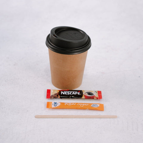 Decaf Coffee Kit (Cup, Lid, Stirrer, Sugar Sachet & Nescafe Decaf Coffee Sachet) - FIG FOOD