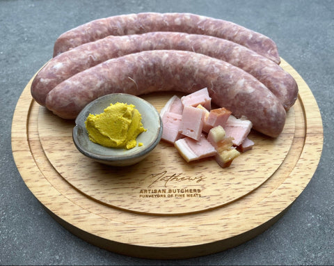 Free Range Pork & English Mustard Sausages (Approx. 500g - 3 Sausages)-Mathews Butcher-iPantry-australia