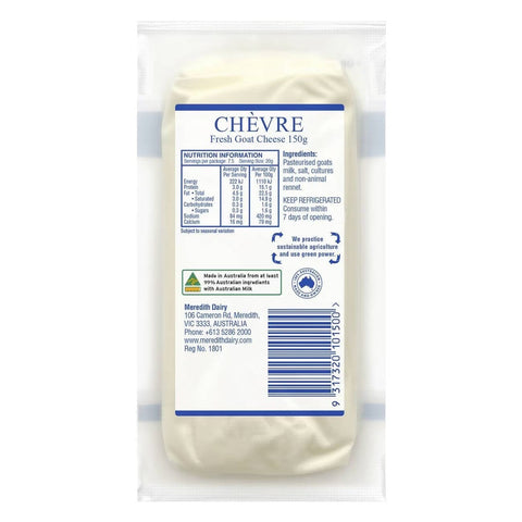 Goat Cheese Fresh Chevre Log Plain 'Meredith Dairy' - 150g-Catering Entertaining-Meredith Dairy-iPantry-australia