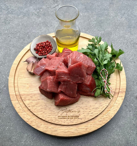 Grass Fed Beef Round Diced Steak - Medium Cut (Approx. 500g)-Mathews Butcher-iPantry-australia