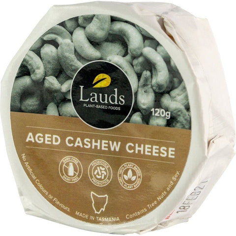 Lauds Plant Based Foods Aged Cashew Cheese 120g-Catering Entertaining-Lauds-iPantry-australia