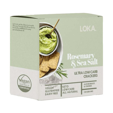 LOKA Italian Rosemary & Sea Salt Low Carb Crackers 120g-Catering Entertaining-LOKA-iPantry-australia