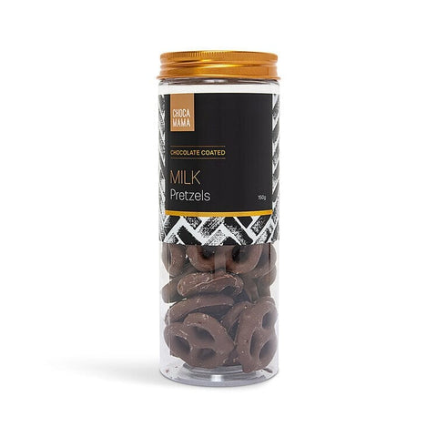 Milk Chocolate Pretzels Cylinder 150g-Chocamama-iPantry-australia