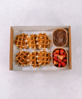 Mini Belgian Waffles - Served with Chocolate Sauce & Strawberries-CATERING IN MELBOURNE-FIG-iPantry-australia