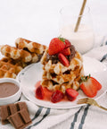 Mini Belgian Waffles - Served with Chocolate Sauce & Strawberries-CATERING IN MELBOURNE-FIG-iPantry-australia