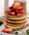 Pancakes - Served with Maple Syrup & Strawberries-CATERING IN MELBOURNE-FIG-iPantry-australia