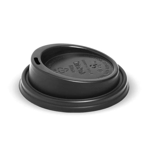 Small Black PLA BioCup Lid (Hot Beverages) - Each - FIG FOOD