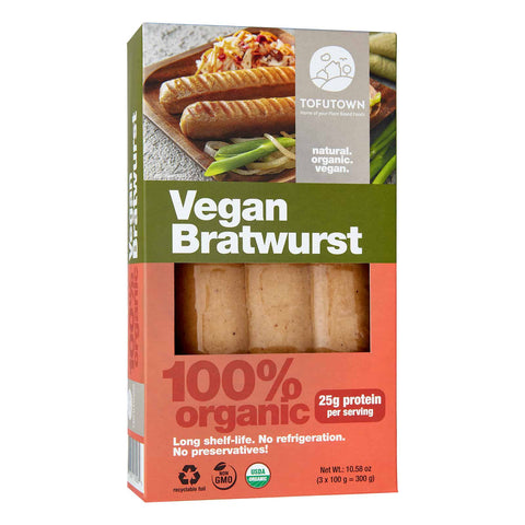 Tofutown Organic Bratwurst Sausages 300g-Catering Entertaining-Tofutown-iPantry-australia